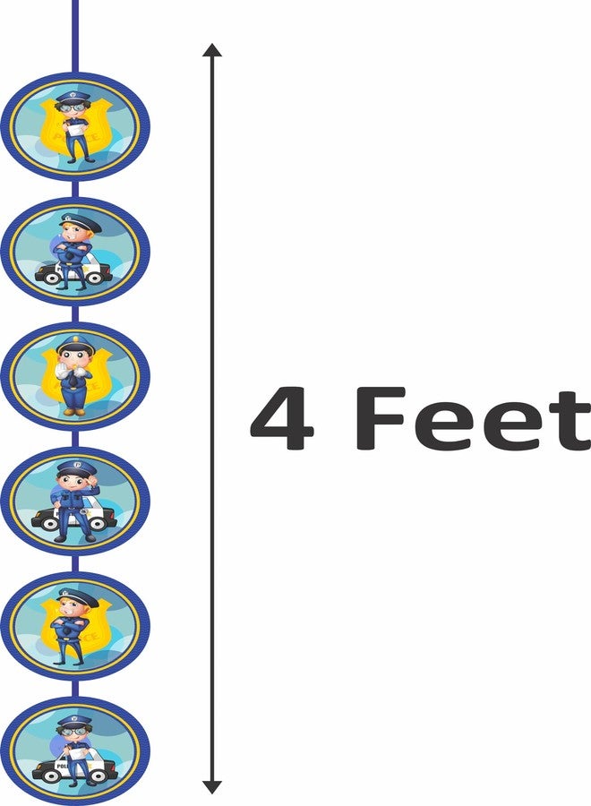 Untumble Police Theme Birthday Decorations for Boys - Yellow & Blue Police Birthday Decorations with Police Birthday Banner, Danglers, Posters, Cake Topper & Balloons - Pack of 58 - Image 5